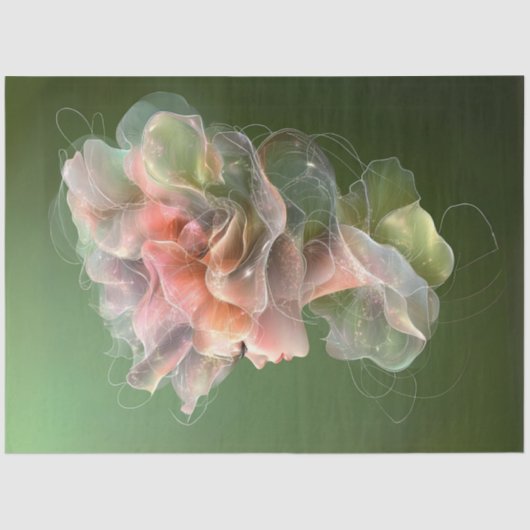 Decoupage Vrouw Met Ingewikkeld Bloemen Ontwerp Tissuepapier (Voorkant)