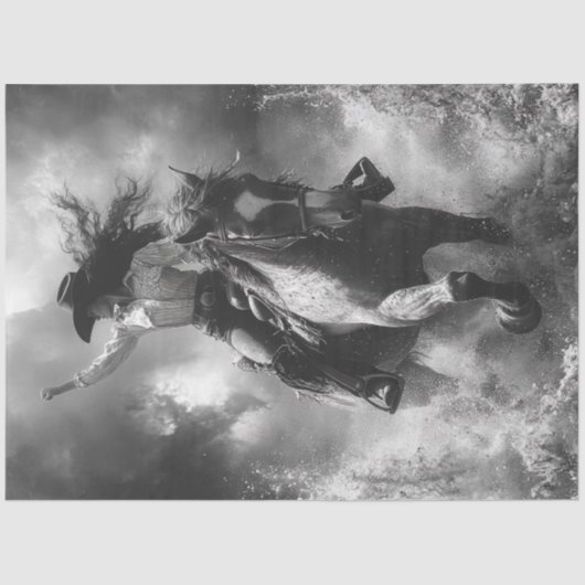 Decoupage Vrouw Rijden Paard Lopen Tissuepapier (Voorkant)