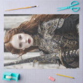 Decoupage vrouw rood haar ingewikkelde pantser zwa tissuepapier (Craft)