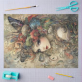 Decoupage vrouw versierd hoofdtooi tissuepapier (Craft)