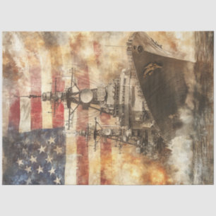 Decoupage VS oorlogsschip bij Zee Tissuepapier