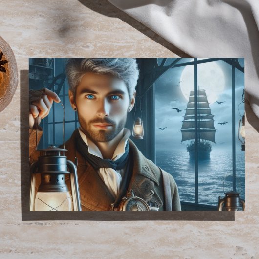 Decoupage Vuurtorenwachter Steampunk Victoriaans Tissuepapier