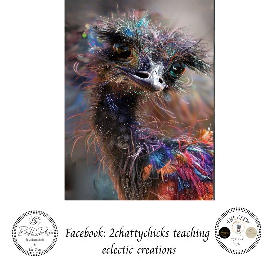 Decoupage Wackadoodle Levendige Struis Emoe Tissuepapier