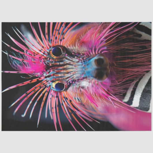 Decoupage Wackadoodle Zebra Roze Witte Strepen Tissuepapier (Voorkant)