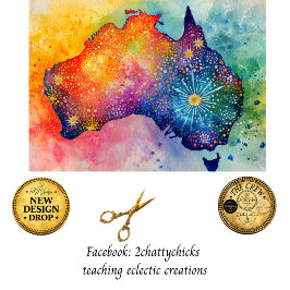 Decoupage Watercolor Australische kaart & uiteenba Tissuepapier