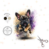 Decoupage Watercolor Splashes Frenchie Bulldog  Tissuepapier