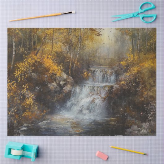 Decoupage Waterval Herfst Bos Scene Tissuepapier (Craft)