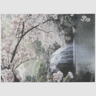 Decoupage Waterval Pink Tree Tranquil Pool Tissuepapier