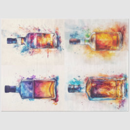 Decoupage Waterverf Achtergrond Liquor Bottles Tissuepapier