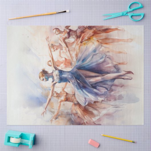 Decoupage Waterverf Balletdansers vloeiende kleure Tissuepapier (Craft)
