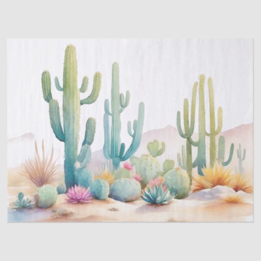 Decoupage Waterverf Desert Illustration Tissuepapier (Voorkant)