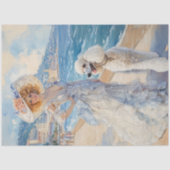 Decoupage Waterverf Elegant Lady Ocean & Poedel Tissuepapier (Voorkant)