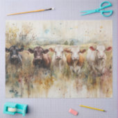 Decoupage Waterverf Highland Koe Lineup Rustiek Tissuepapier (Craft)