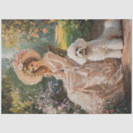 Decoupage Waterverf  Lady & Poedel Hond Tissuepapier