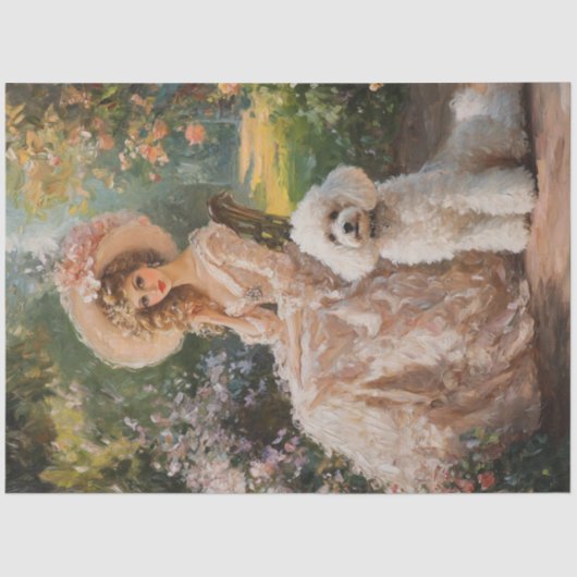 Decoupage Waterverf  Lady & Poedel Hond Tissuepapier (Voorkant)