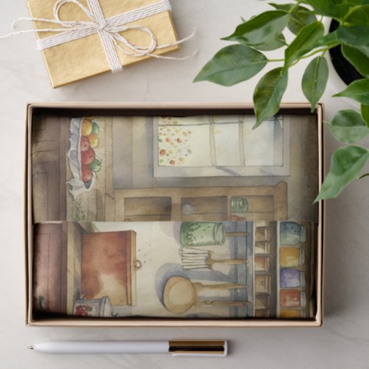 Decoupage waterverf Landelijke keuken Tissuepapier (Geschenk)