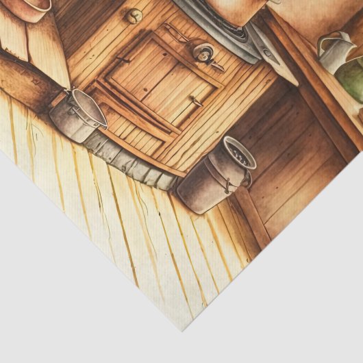 Decoupage waterverf Landelijke keuken Tissuepapier (Detail)