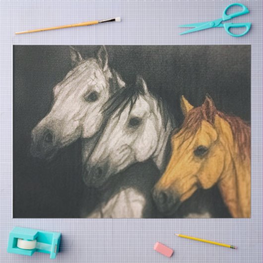 Decoupage waterverf paarden tissuepapier (Craft)
