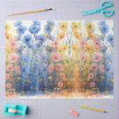 Decoupage Waterverf Poppies blauw & geel Tissuepapier (Craft)