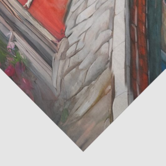 Decoupage Waterverf Street in Venetië Tissuepapier (Detail)