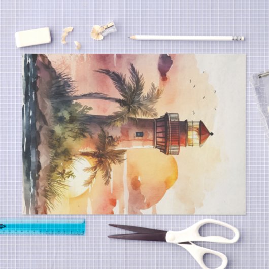 Decoupage waterverf vuurtoren liefhebbers tissuepapier (Craft)