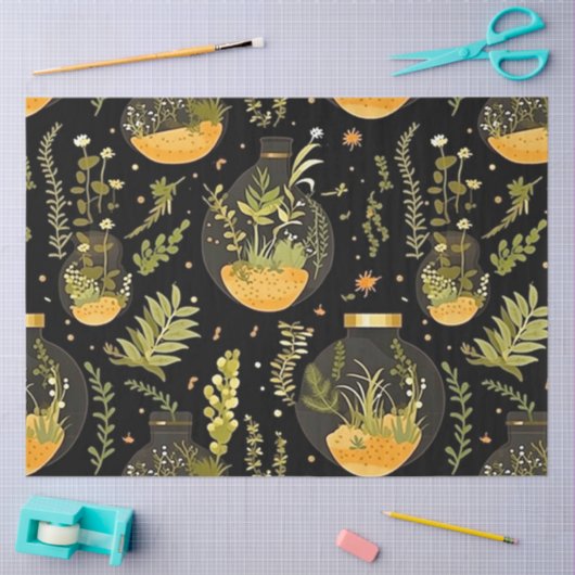 Decoupage Weefsel Papier Glas Terrariumpotten Fles (Craft)