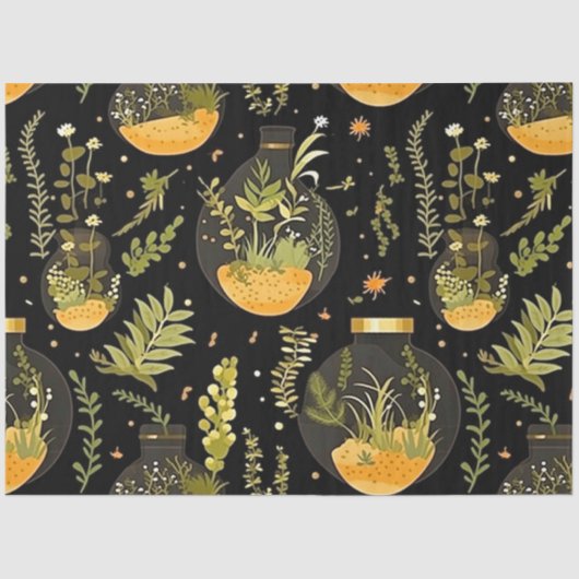 Decoupage Weefsel Papier Glas Terrariumpotten Fles (Voorkant)