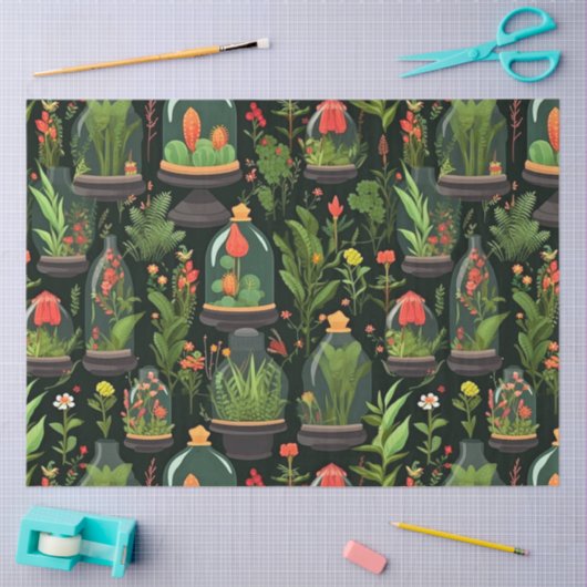 Decoupage Weefsel Papier Glazen Cloche Terrariums (Craft)