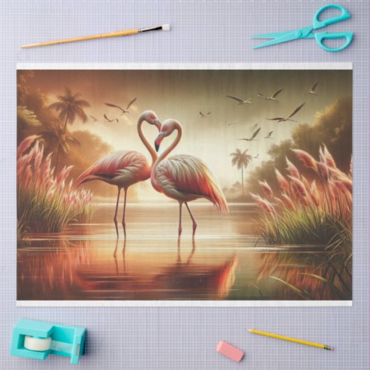 Decoupage Weefseldocument Flamingo Tissuepapier (Craft)