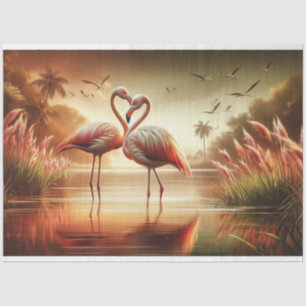 Decoupage Weefseldocument Flamingo Tissuepapier