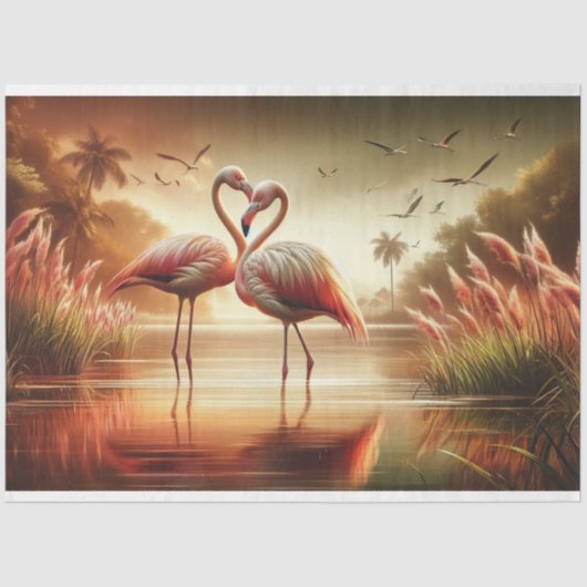 Decoupage Weefseldocument Flamingo Tissuepapier (Voorkant)