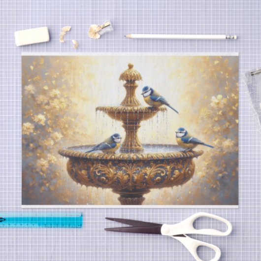 Decoupage Weefseldocument Franse Tuinvogels, Tissuepapier (Craft)