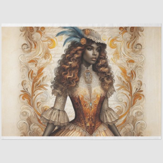 Decoupage Weefseldocument Victoriaans Afrikaans-Am Tissuepapier (Voorkant)