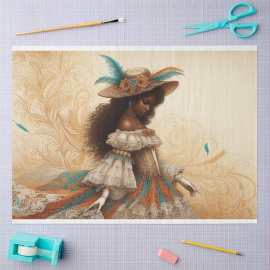 Decoupage Weefseldocument Victoriaans Afrikaans-Am Tissuepapier (Craft)