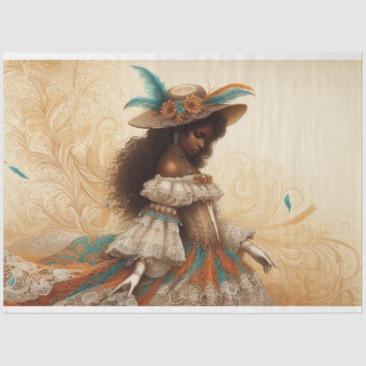 Decoupage Weefseldocument Victoriaans Afrikaans-Am Tissuepapier (Voorkant)