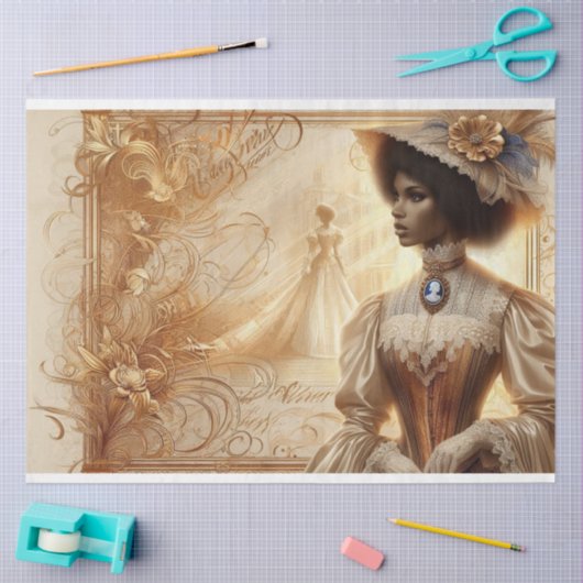 Decoupage Weefseldocument Victoriaans Afrikaans-Am Tissuepapier (Craft)