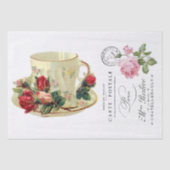 DECOUPAGE WEEFSELPAPIER :  TEACUP EN FRANS TISSUEPAPIER (Voorkant)