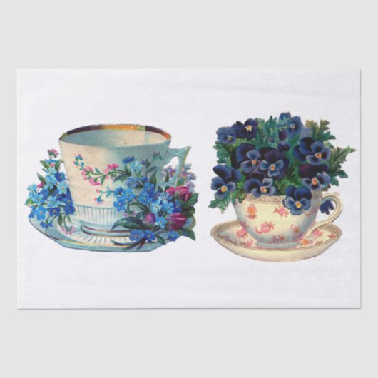 DECOUPAGE WEEFSELPAPIER : TEACUPS TISSUEPAPIER (Voorkant)