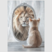 Decoupage Weerspiegeling van Kitten en Leeuw Tissuepapier (Voorkant)