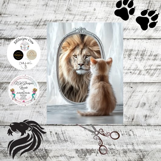 Decoupage Weerspiegeling van Kitten en Leeuw Tissuepapier
