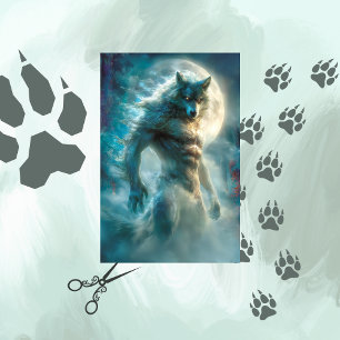 Decoupage weerwolf wordt teruggewonnen tissuepapier