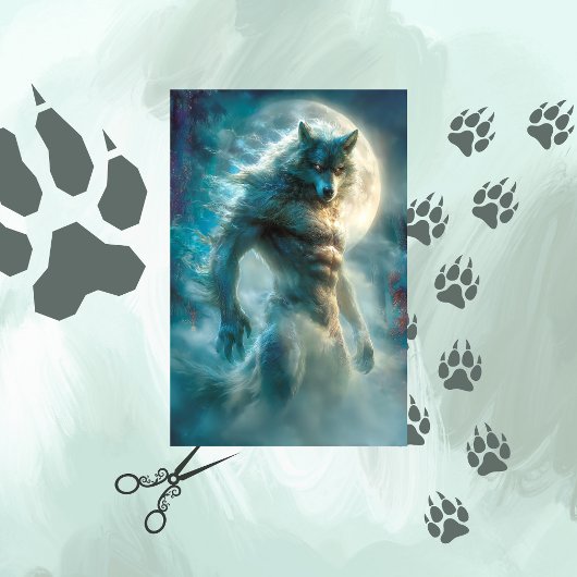 Decoupage weerwolf wordt teruggewonnen tissuepapier