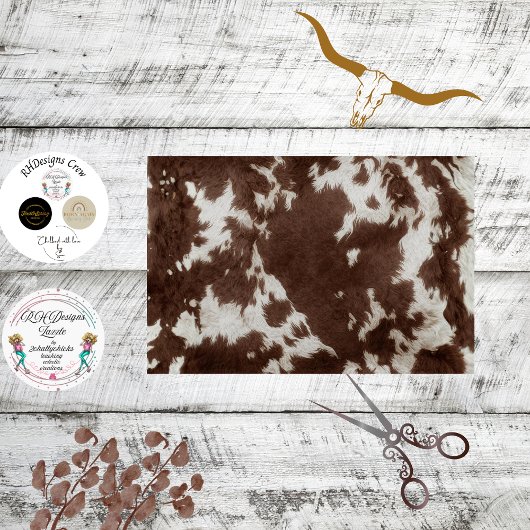 Decoupage Western Brown White Cowhide Texture  Tissuepapier