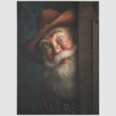 Decoupage Western Kijkende Kerstman Cowboyhoed Tissuepapier (Voorkant)