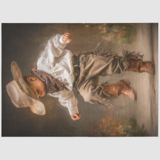 Decoupage Western Whimsy Child Dancing Prairie Tissuepapier (Voorkant)