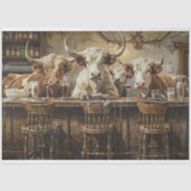 Decoupage Westerne bar met Koeien in de salon