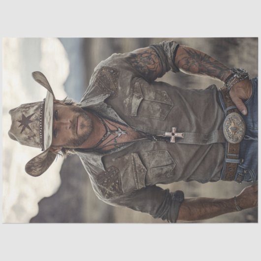 Decoupage Westerne Cowboy Christelijk Rancher Tissuepapier (Voorkant)