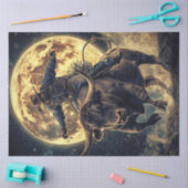 Decoupage Westerne Cowboy Rijden Bull Large Moon Tissuepapier (Craft)