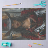 Decoupage Westerne Cowgirl Sheriff 2 Pistolen Tissuepapier (Craft)