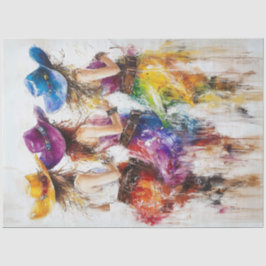 Decoupage Westerne Cowgirls Levendige kleuren Dans Tissuepapier